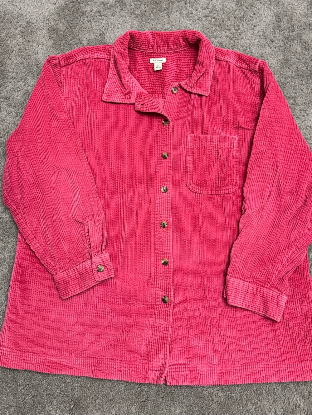 L.L. Bean Rose Pink Corduroy Button-Front Jacket - Size 1X